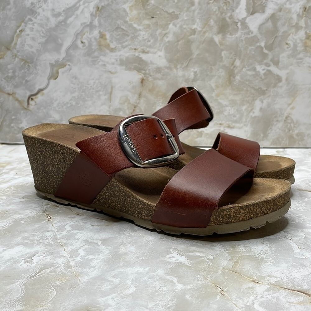 Yokono leather cork wedge sandals